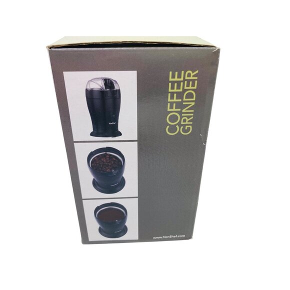 VonShef Electric Coffee Grinder Large Capacity Black Transparent Lid One-Touch - Picture 4 of 4